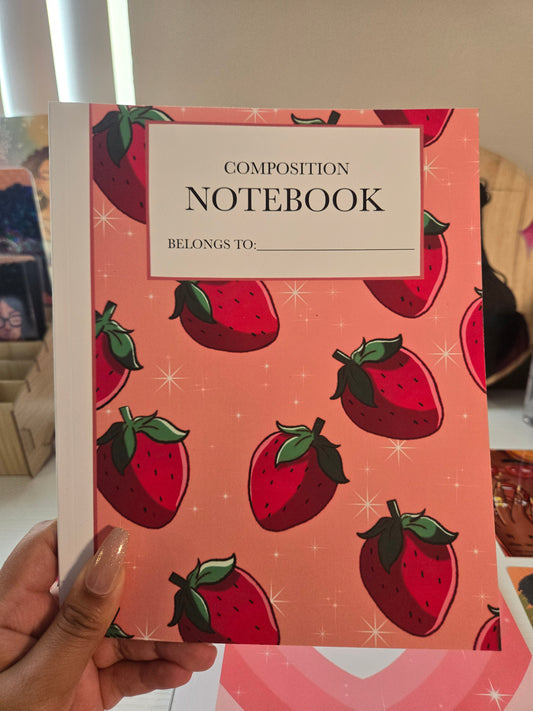 Strawberry themed composition notebook-100 pages