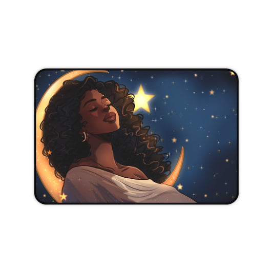 Desk Mat- Black Woman Sleeping on the Moon Space