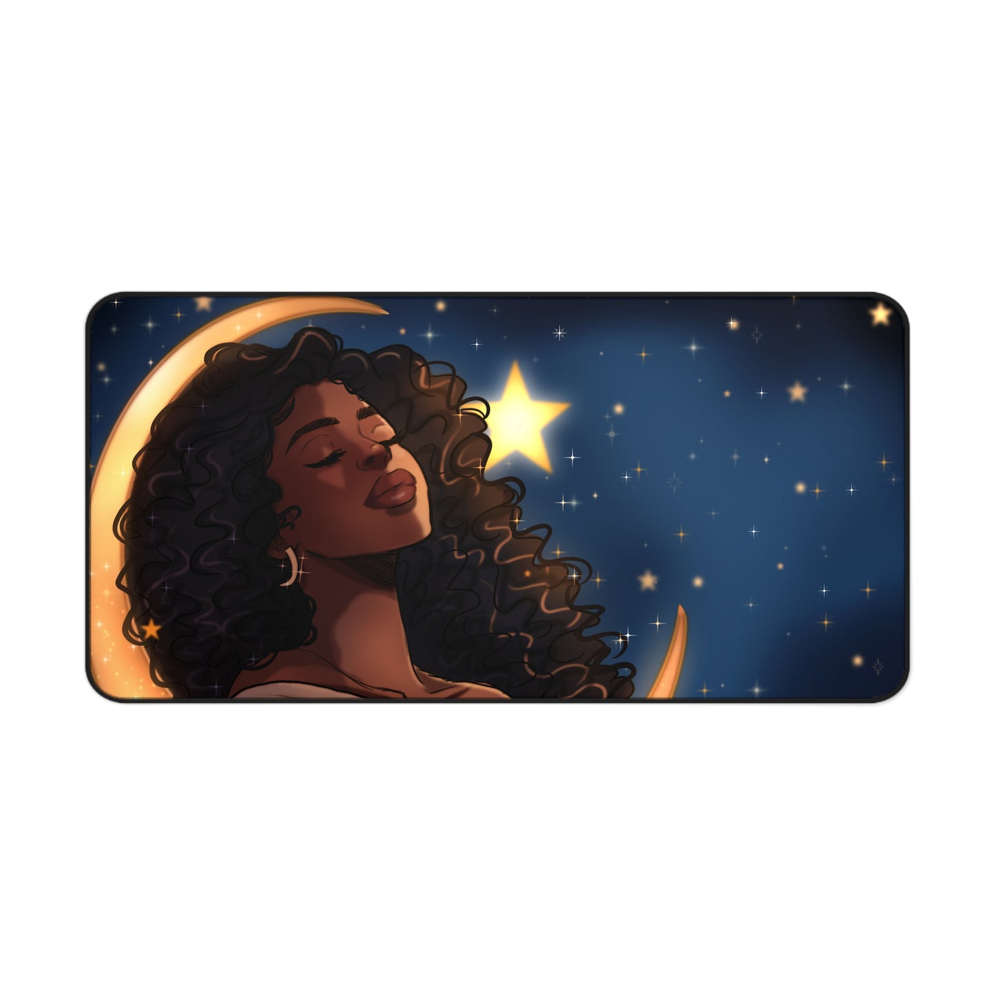 Desk Mat- Black Woman Sleeping on the Moon Space