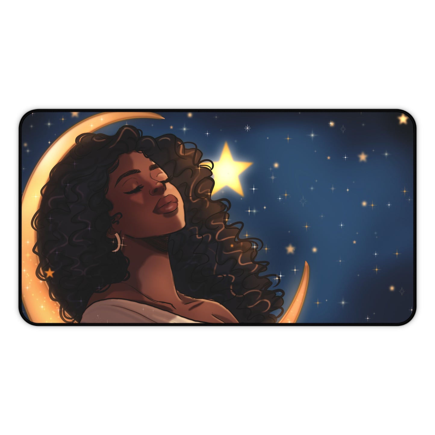 Desk Mat- Black Woman Sleeping on the Moon Space