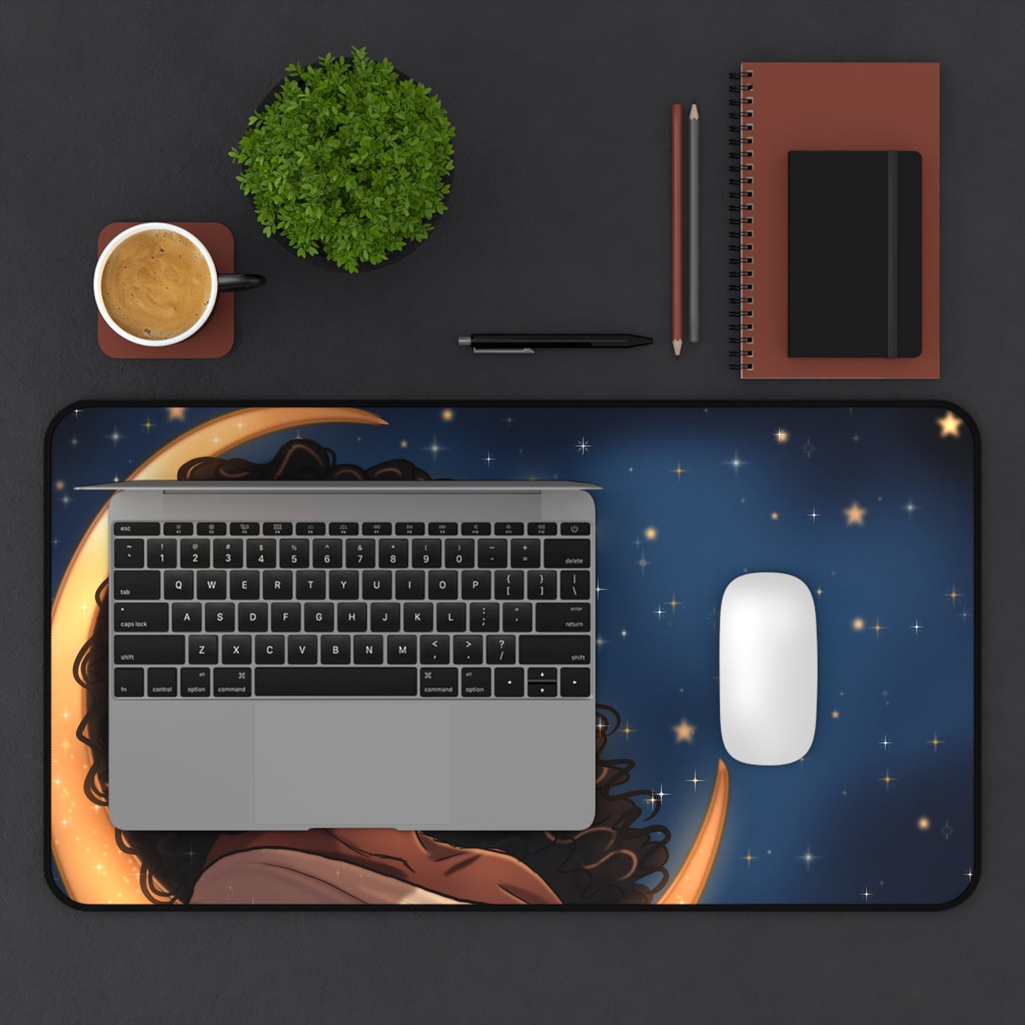 Desk Mat- Black Woman Sleeping on the Moon Space