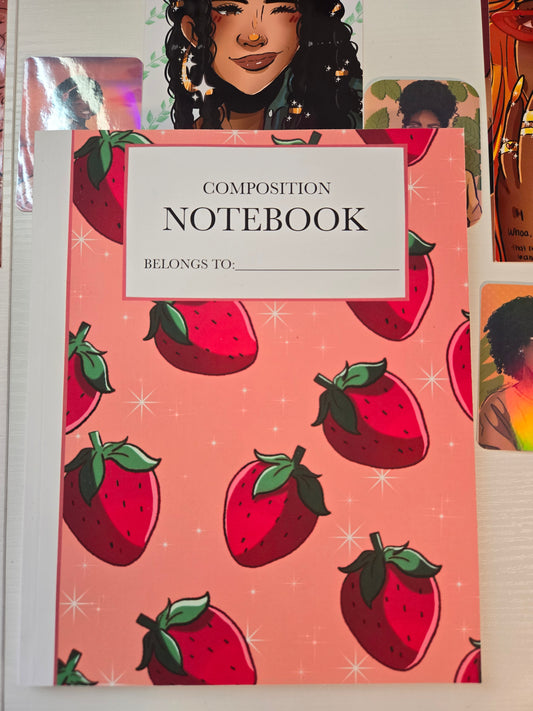 Strawberry themed composition notebook-100 pages