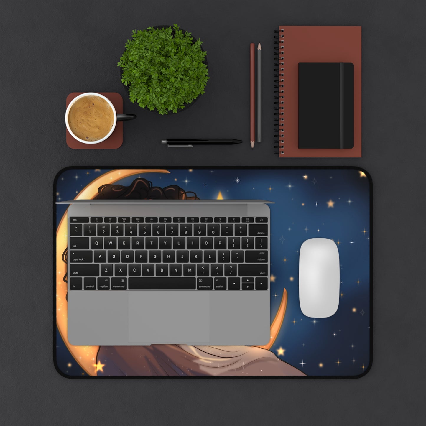 Desk Mat- Black Woman Sleeping on the Moon Space