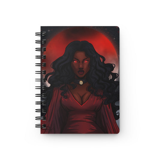 Vampire Spiral Journal - Halloween Black Girl Red Moon Notebook